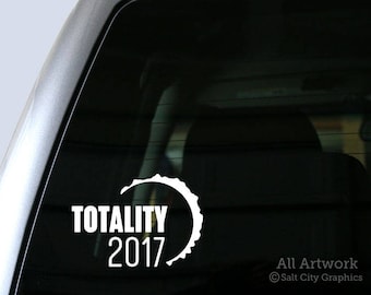 Totalité 2017 - Éclipse totale de soleil, Sticker en vinyle - Soleil, chemin de la totalité, sticker pour voiture, sticker pour ordinateur portable, sticker pour fenêtre ou autocollant pour pare-chocs