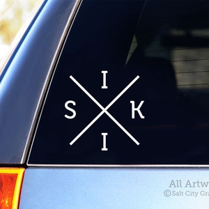 I SKI Decal, Skiing Sticker - Snow Skiing, Water Skiing, Outdoor Sports, Cross Country, Gift for Skier - Car Window Decal, Laptop Sticker