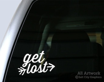 Get Lost Decal, Arrow Sticker - Roam, Explore, Travel, Get Outdoors, Wander - Vinyl, Car Decal, Laptop Sticker, For Window, RV, Bumper
