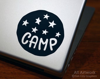 Camp Under The Stars Decal, Camp Outside Sticker - Star Symbols, Night Sky, Camping - Vinyl, Decal for MacBook, Car Decal, Window Sticker