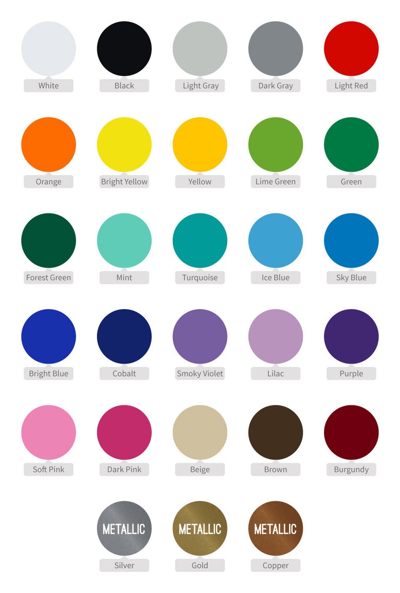 Image of color palette for Salt City Graphics decals, showing 28 color options