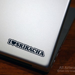 I Heart Sriracha Decal, I Love Sriracha Sticker - Chili Sauce, Sriracha Lover, Spicy Food - Vinyl, Laptop Decal, Laptop Sticker, Car Decal