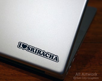I Heart Sriracha Decal, I Love Sriracha Sticker - Chili Sauce, Sriracha Lover, Spicy Food Addict - Vinyl, Laptop Sticker, Car Decal