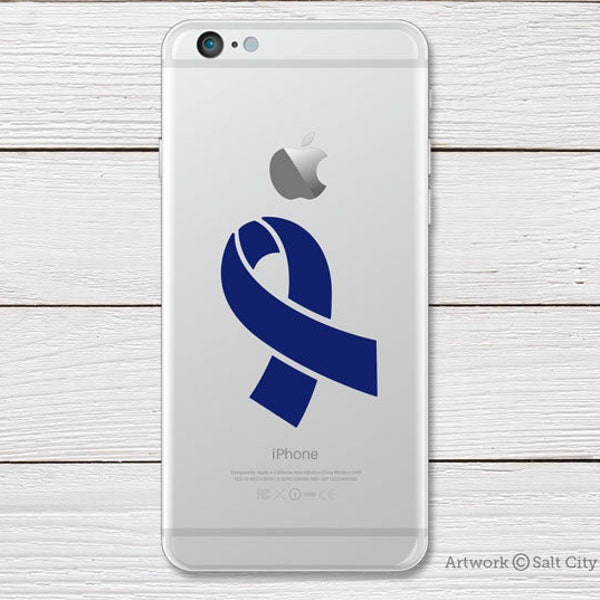 Colon Cancer Decal, Awareness Ribbon Sticker - Colorectal Cancer Support - Cobalt Blue Ribbon, Cancer Sucks - Phone Sticker, Laptop Decal