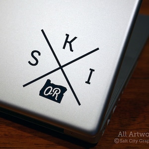Ski Oregon Decal, OR Skiing Sticker - Gift for Skier, Pacific Northwest, Oregon Snow, Skiing Decal - Laptop Sticker, Laptop Decal, Car Decal