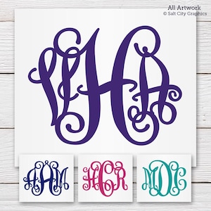 Color Monogram Decal, Personalized Sticker - Script Monogram, Custom Vinyl for Planner - Laptop Sticker, Decal for Yeti or Travel Mug