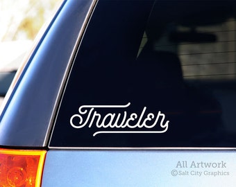 Traveler Decal, Travel Sticker - Roam, Wander, Gift, Script - Vinyl, Car Decal, Laptop Sticker, Laptop Decal, Notebook Sticker, For Window