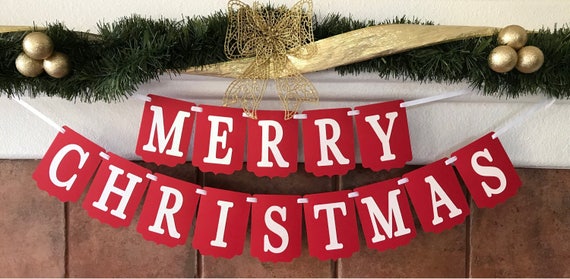 Merry Christmas Banner Happy Holiday Banner Christmas 2019 | Etsy
