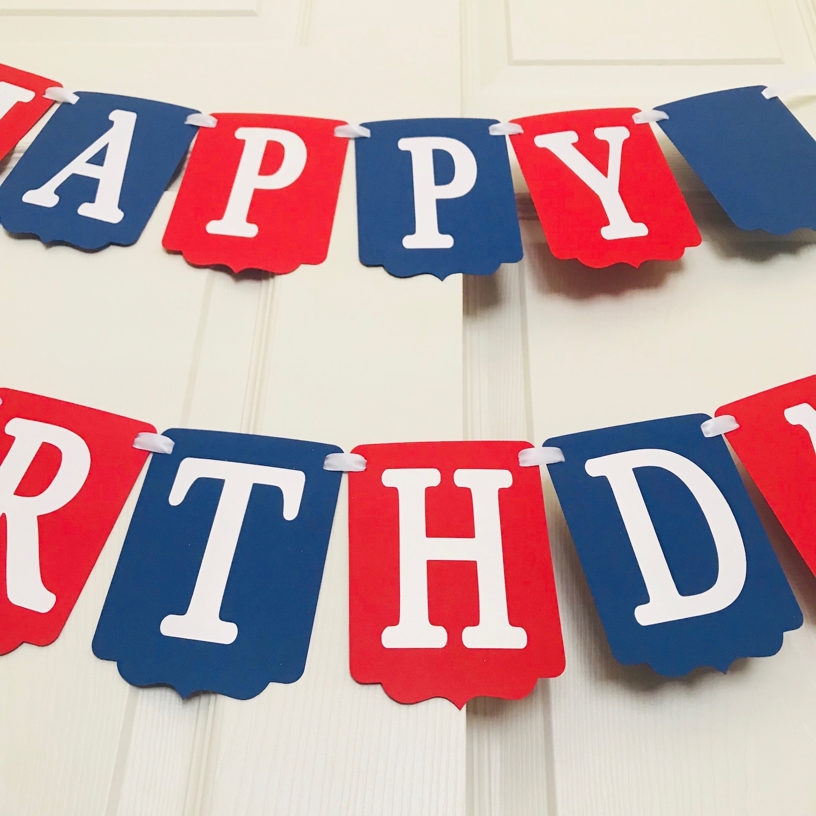Red White and Blue Birthday Banner Happy Birthday Banner Etsy Hong Kong