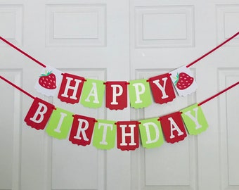 Strawberry Theme Birthday Banner- Strawberry Theme Party Decoration- Strawberry Theme Birthday Party- Strawberry Shortcake Theme Birthday