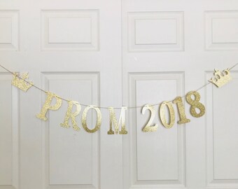 Prom 2023 banner- Prom 2023 Glitter banner- Gold glitter banner- Prom 2023- Prom decoration- Prom Theme Birthday Party Decoration