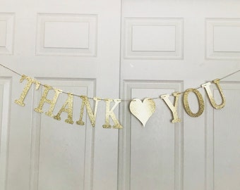 Thank You Glitter Banner- Wedding Reception Decoration- Birthday Party Decoration- Sparkly Wedding Decoration
