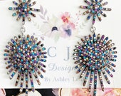 New KC JAT Designs Multicolor Sapphire Starburst Earrings