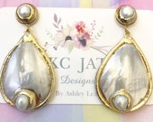 KC JAT Designs Gold Freshwater Pearl Earrings