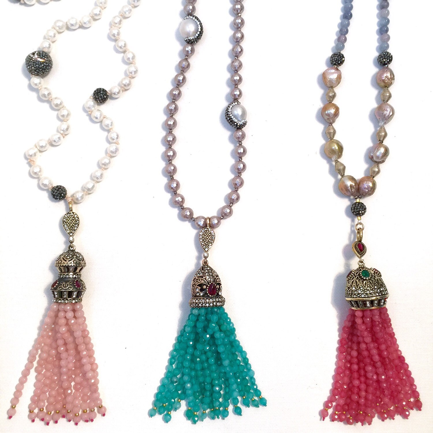 Summer Gemstone Tassels on Freshwater Pearls and Semiprecious Etsy