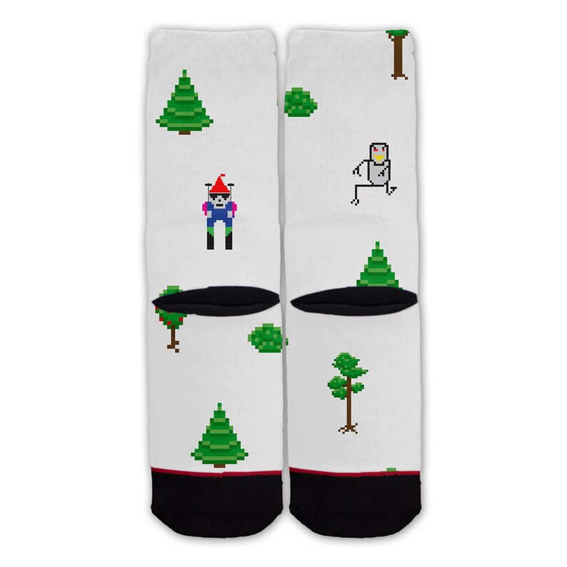 8 Bit Sasquatch Skier Fashion Socks Function