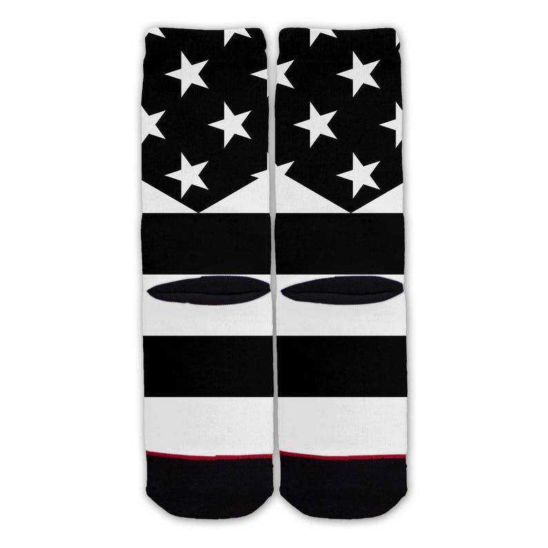 Function Black And White American Flag Fashion Sock