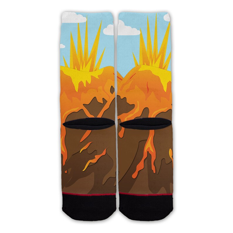Function Volcano Lava Eruption Fashion Socks