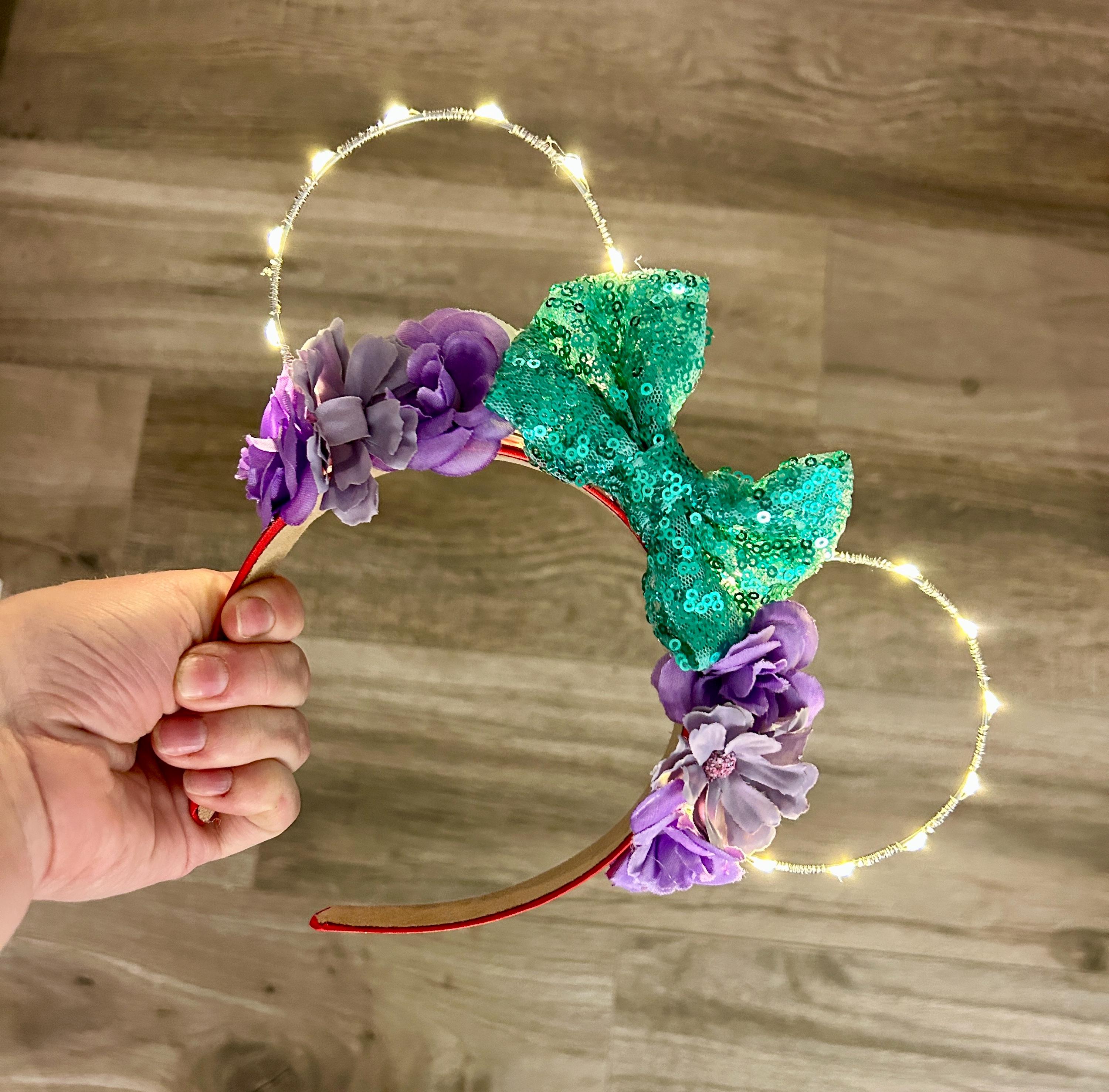 Disney HandMade Light Up Floral Cruella Ears Light up Flower Crown Mickey Ears - Etsy main image 3