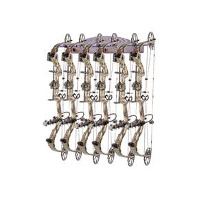 Compound Bow Recurve 6-place Solid Oak Wall Display Rack