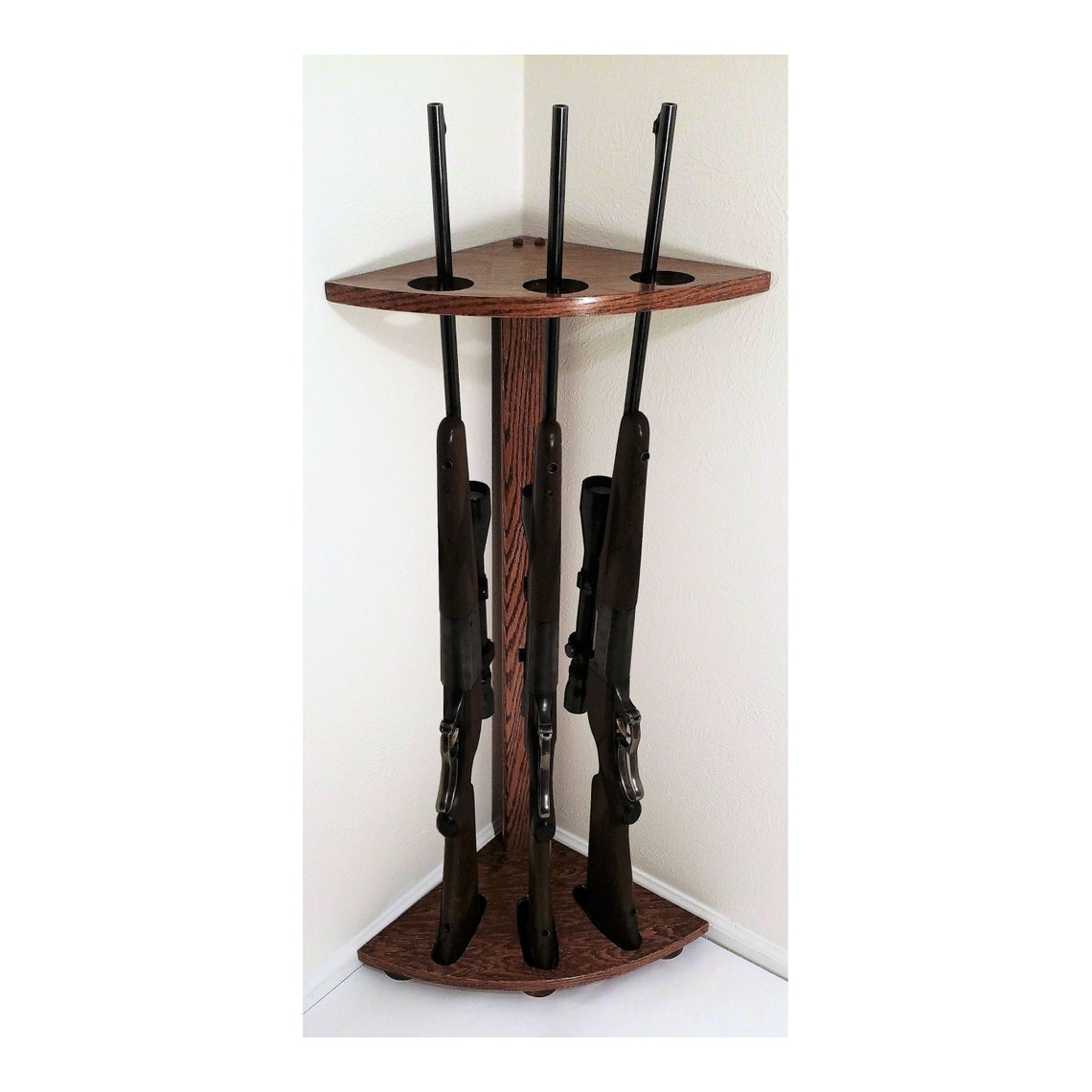 Corner Gun Rack 3gun Oak Rifle / Shotgun Display Etsy