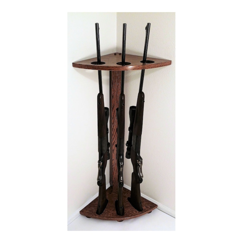 Corner Gun Rack 3gun Oak Rifle / Shotgun Display Etsy