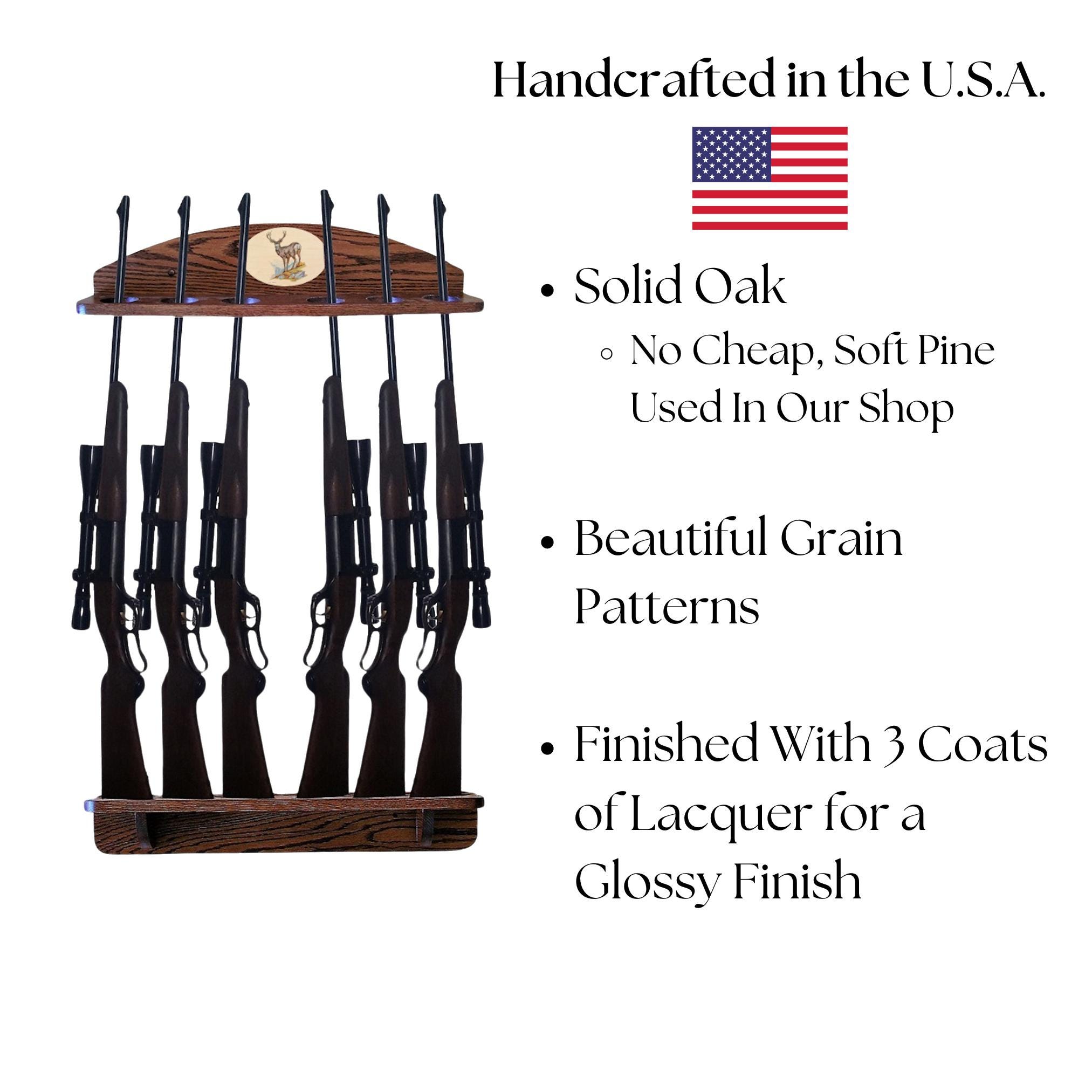 Wall Gun Rack, Personalized Solid Oak Rifle Display, Handmade Gun ...