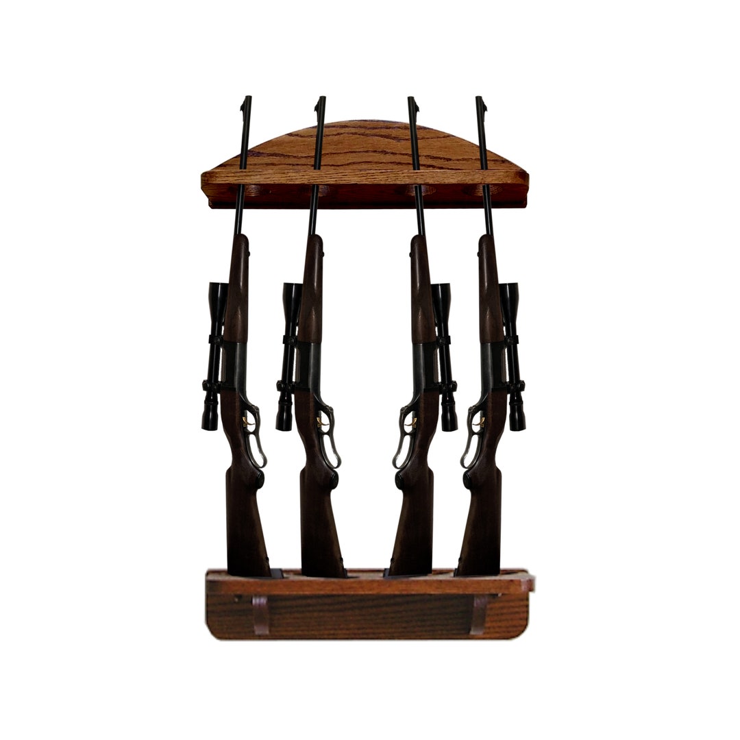 4-gun Solid Oak Wall Mount Gun Rack Display for Rifles and Shotguns - Etsy