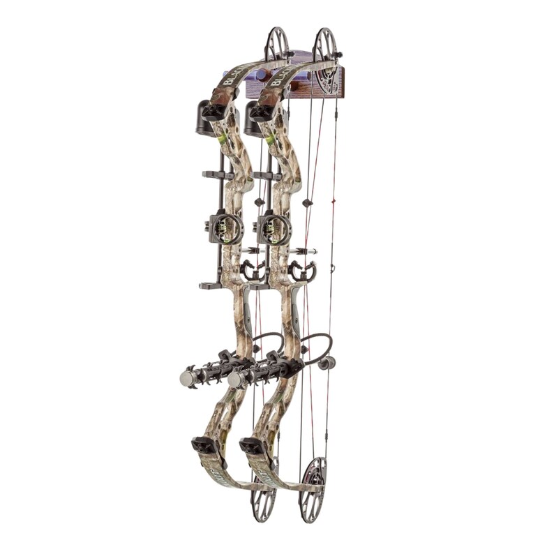 Compound Bow Recurve 2 Place Solid Oak Wall Display Rack