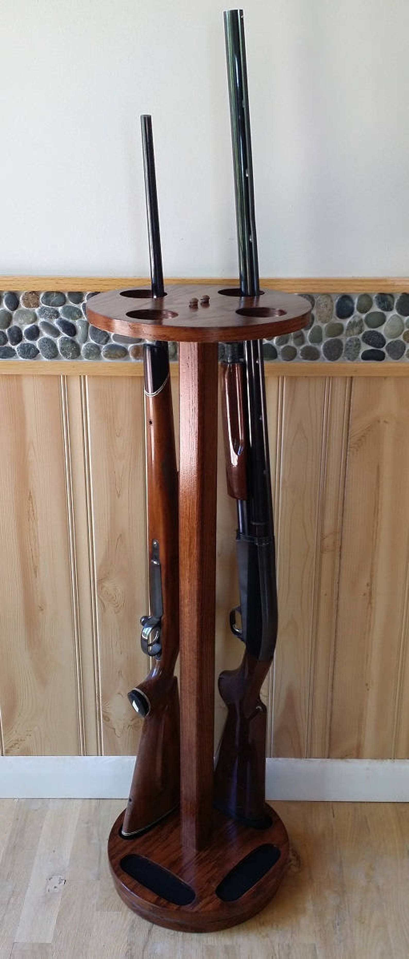 Rotating Gun Rack 4gun Oak Rifle / Shotgun Display Etsy