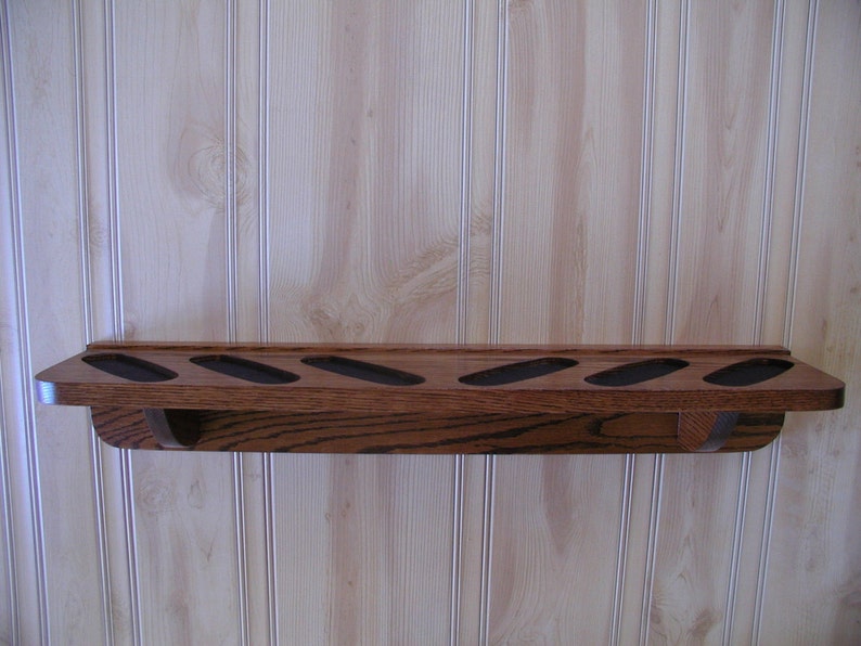 Gun Rack 6-gun Solid Oak Vertical Wall Display image 3