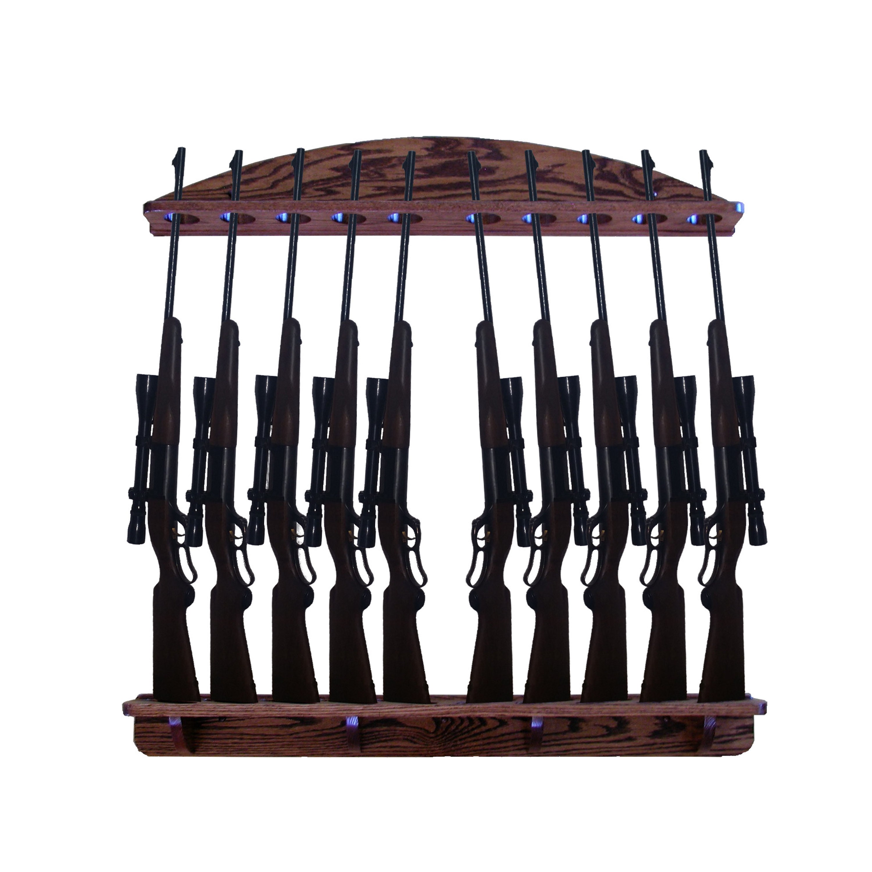 Gun Rack 10gun Solid Oak Wall Display Etsy