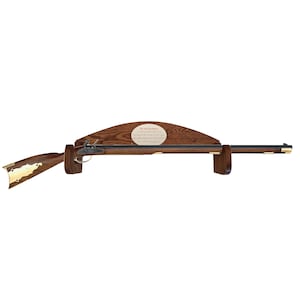 Personalized 1-Gun Horizontal Wall Display Rack for Rifles and Shotguns Choice of Art and Text