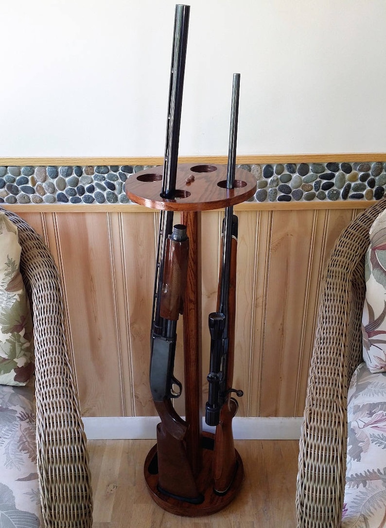 Rotating Gun Rack 4gun Oak Rifle / Shotgun Display Etsy