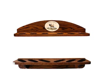 Personalized Rifle Rack 6-Gun Wood Vertical Wall Display for Rifles and Shotguns