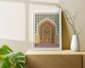 Doors & Gates – Colorful gate with floral pattern | Digital art print for download | A2, 50 x 70 cm vector illustration