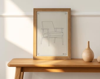 Seat – Minimalist Mid-Century Modern Design Sketch | Digital Art Print for Download | A2, 50 x 70 cm Vector Illustration