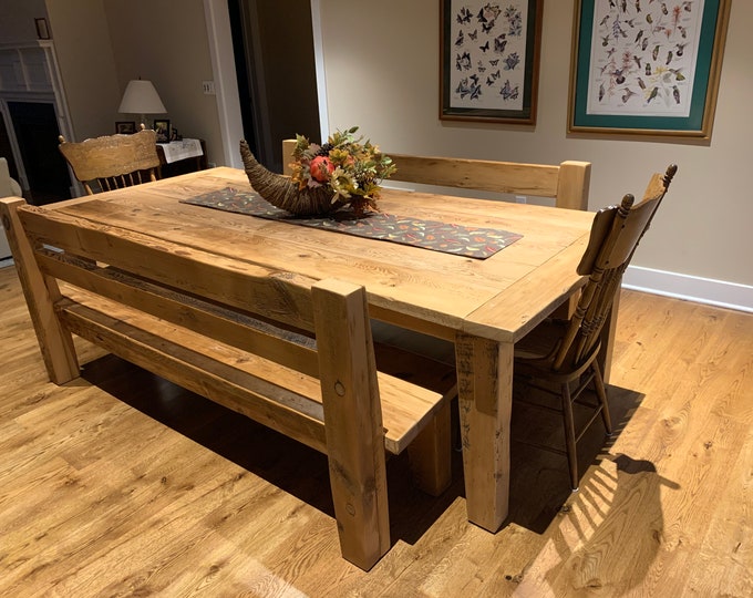 Custom Built - Reclaimed Barn Wood Tables and Benches - Etsy