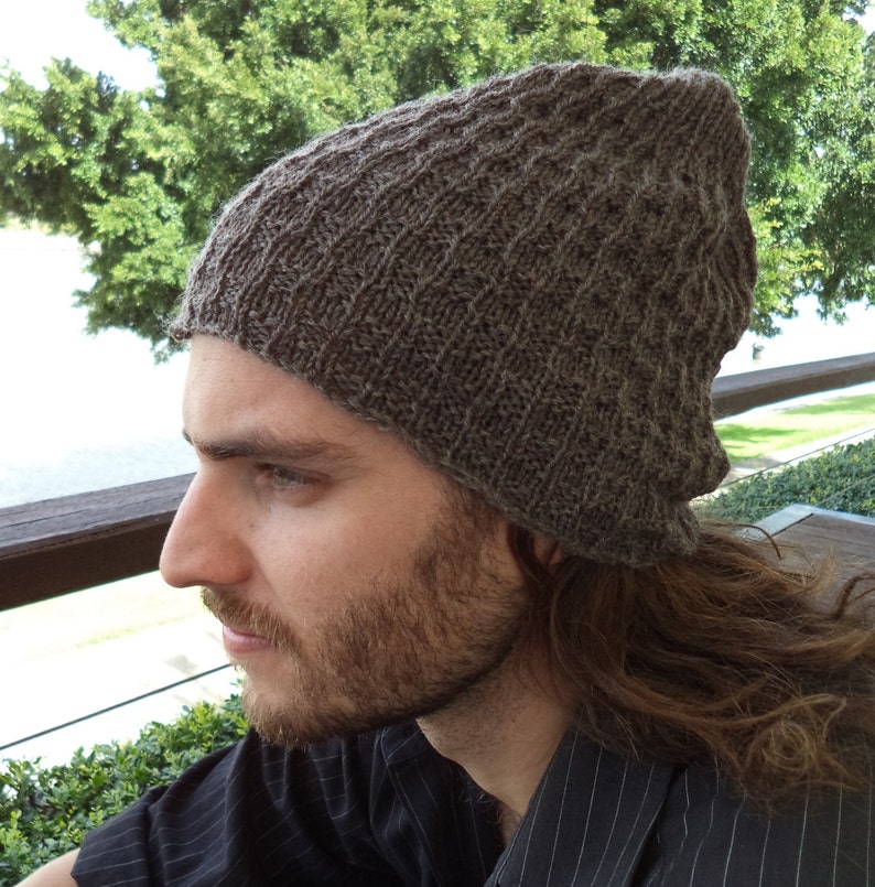 Knitting PATTERN, Knit Beanie Patterns for Men, Slouchy Hat sports