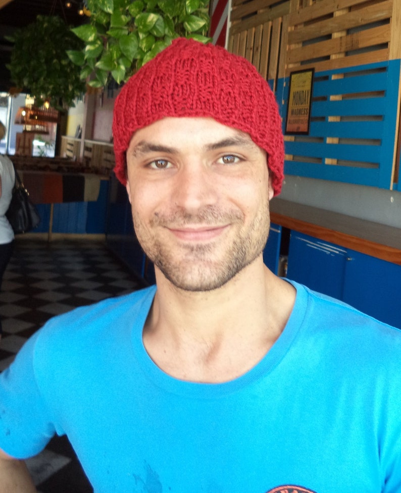 Knitting PATTERN, Knit Beanie Patterns for Men, Slouchy Hat sports
