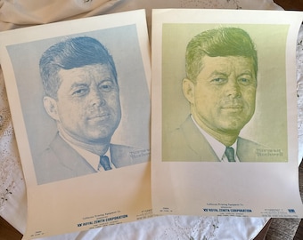 Vintage 1960 Norman Rockwell JFK Portrait Druck Proof Sheets Royal Zenith