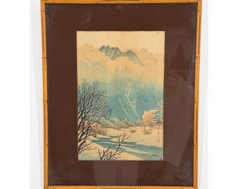 Original Japanese Woodblock Print Ito Takashi "Winter Landscape" Watanabe 21x17