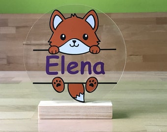 Namensschild Kinderzimmer Türschild Ornament personalisiert Tierkopf Geschenk Geburtstag