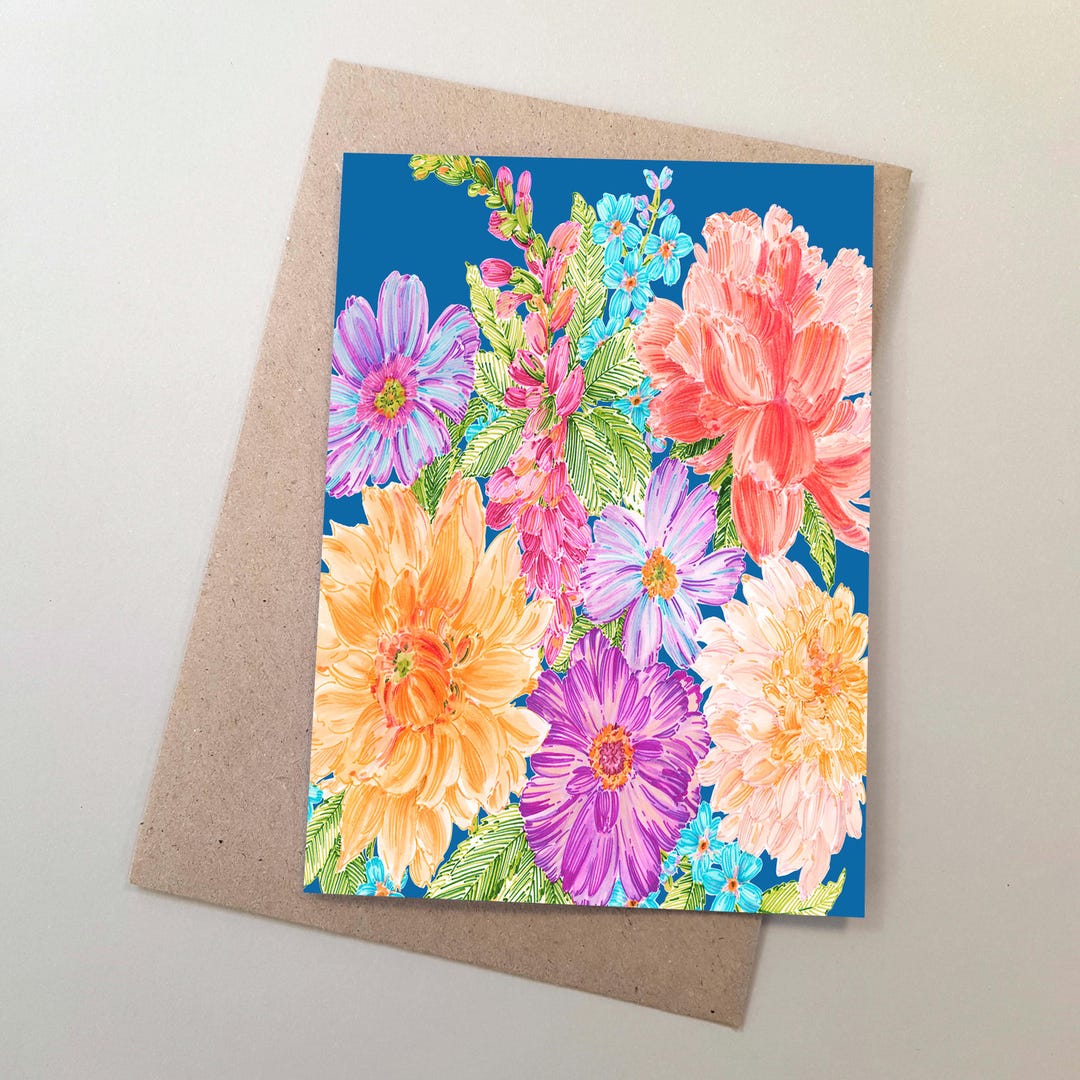 Flowers Card, Bunch of Flowers From the Garden Card, Flowers for ...