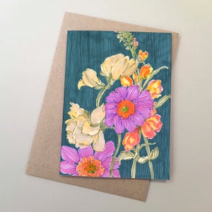 Greeting Card, Bunch of Flowers Card, Watercolour Flowers Card, Mother's Day Flowers Card, Flowers Birthday Card, Flowers Illustration Card