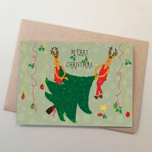 Caprichoso, Natal, Irmãs Rudolphs, Cartão Divertido de Natal, Cartão em Branco, Rena Rudolph, Natal Australiano, Feito à Mão, Ecológico,