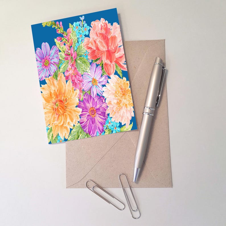 Flowers Card, Bunch of Flowers From the Garden Card, Flowers for ...