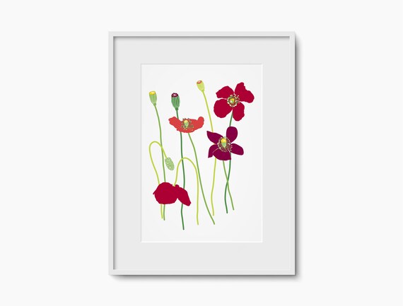 Art Print Wall Art Poppies Red Poppies Poppy Flowers Anzac Etsy
