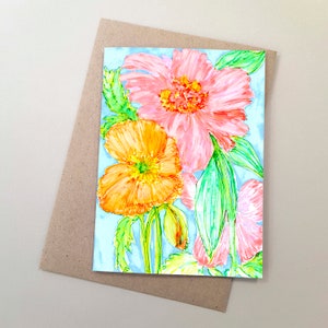 Watercolour Flowers Greeting Card, Botanical Flowers Card, Bright Watercolour Flowers, Flowers Painting, Flowers from Garden illustration