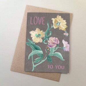Flowers Card, Love To You, Trailing Flowers, Botanical Flowers Card, Flower Illustration, Get Well Card, Birthday Day, Flower Stationary